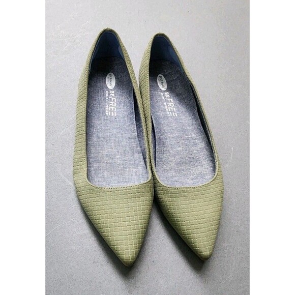 Dr. Scholls Womens 9.5 Aston Flats Green Pointy Toe Manmade Vegan - Picture 2 of 8